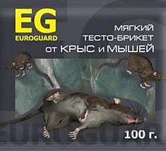 Мыши EUROGUARG тесто-брикет 100г 1/50 крысы мыши