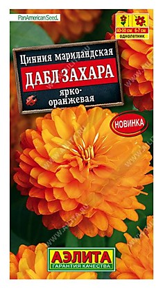 Цинния Дабл Захара ярко-оранжевая